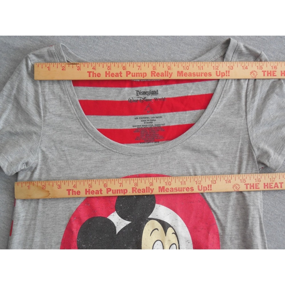 Walt Disney World Womens M Mickey Mouse Graphic Striped Short Sleeve Gray TShirt - Picture 5 of 6
